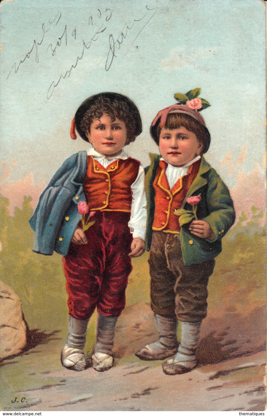 Thématiques Italie Italy Naples Napoli Enfants Napolitains Cachet Timbre - Napoli (Naples)