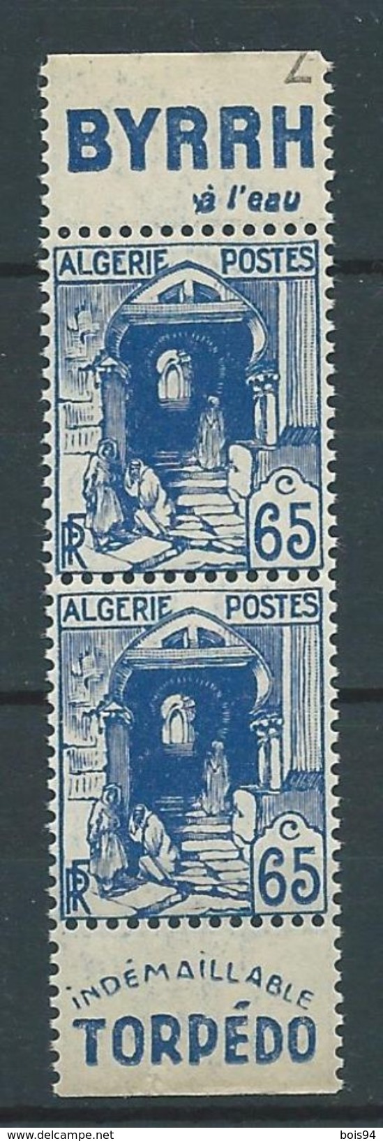 ALGÉRIE 1938/41 . N° 137a /137b . Paire Verticale De Carnet Avec Pub . Neufs ** (MNH) - Unused Stamps