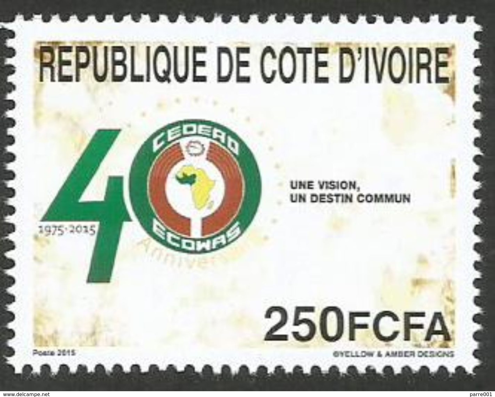 Côte D'Ivoire 2015 40th Anniversary CEDEAO ECOWAS Mint MNH - Gezamelijke Uitgaven