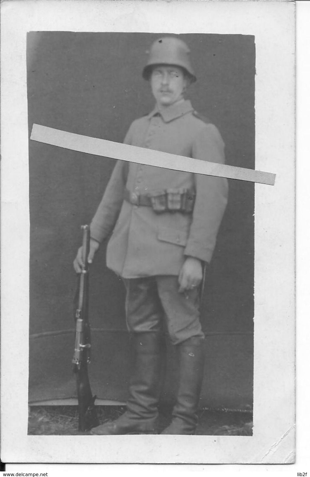 1917-1918 Soldat Allemand Cavalier Avec Stalheim Et Carabine Mauser De Cavalerie 1 Carte Photo 14-18 Ww1 1wk - War, Military