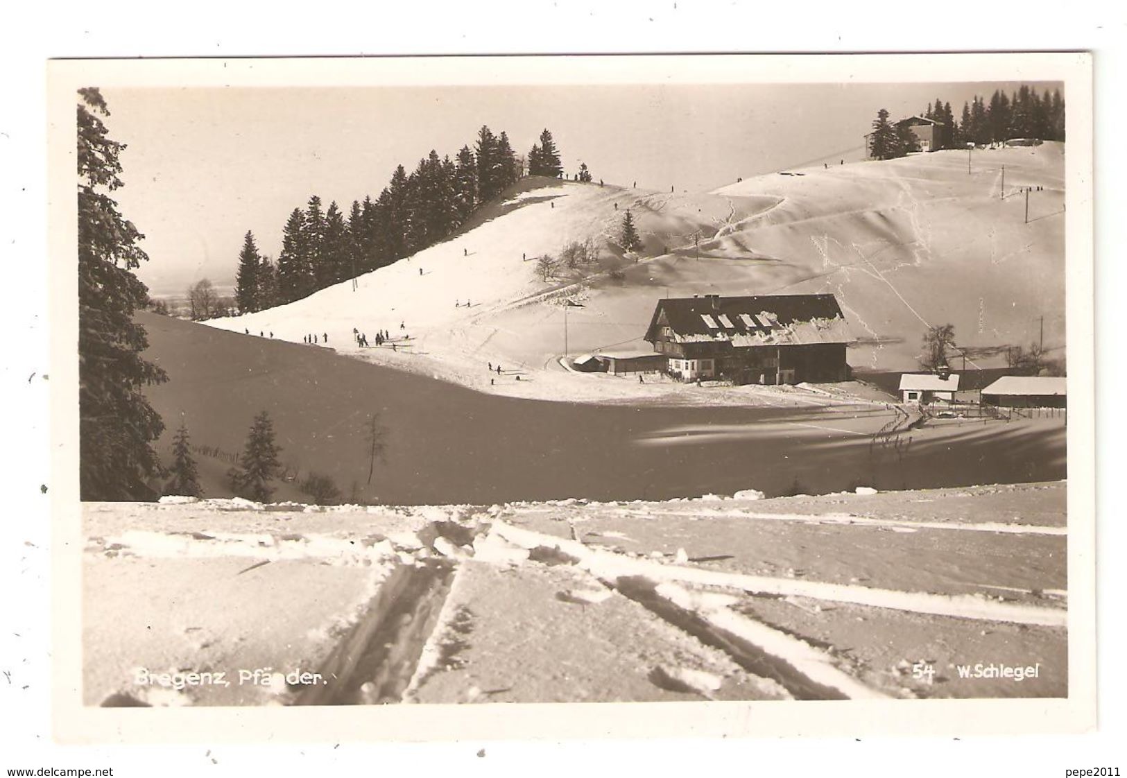 CPA Autriche BREGENZ Pfänder  Chalet Skieurs  Vue Peu Commune - Bregenz