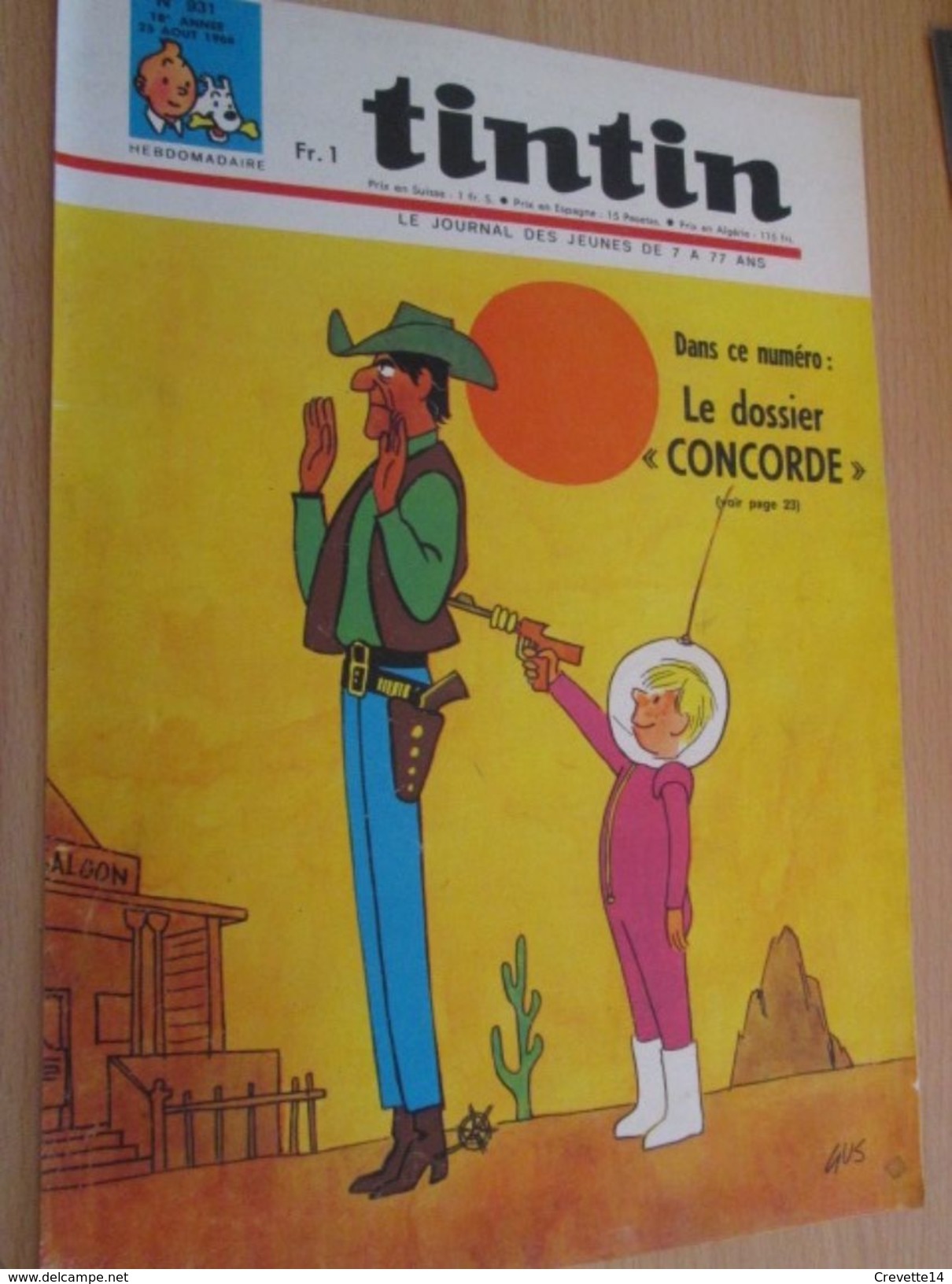 Page De Revue Des Années 60 : SUPERBE COUVERTURE DE LA REVUE  TINTIN : GAG PAS DROLE - Bernard Prince