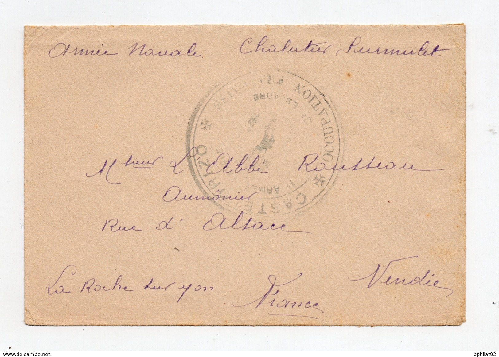 !!! PRIX FIXE : GRAND CACHET OCCUPATION FRANCAISE CASTELLORIZO SUR LETTRE POUR LA FRANCE - Lettres & Documents