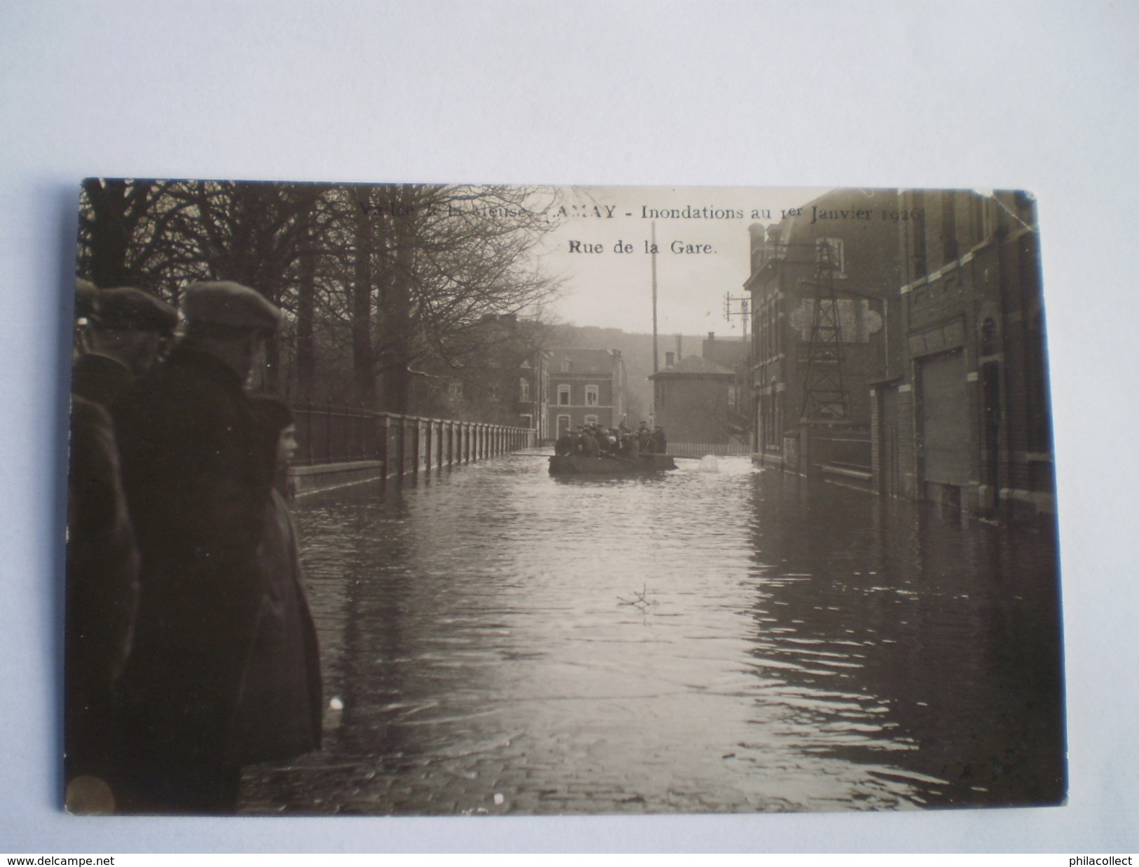 Vallée De La Meuse - Amay - Inondations Au 1er Janvier 1926 - Rue De La Gare - Animée - Carte Photo 19?? - Amay