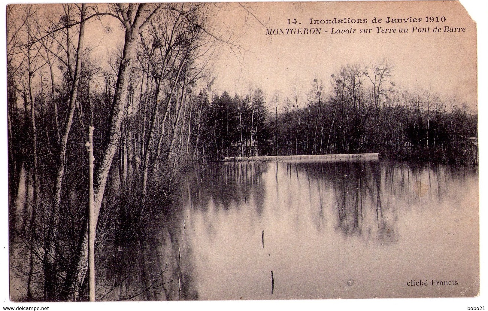 0201 - Montgeron - Inondation De Janvier 1910 - Lavoir Sur Yerres Au Pont De Barre - Cl. Francis - N°14 - Montgeron