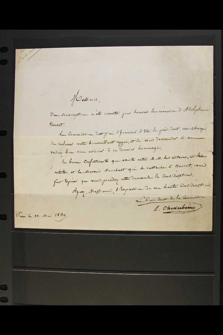 FAMOUS COMPOSER - LUIGI CHERUBINI 1839 Signed Letter By The Famous Italian Composer, Whom Beethoven Regarded As The Grea - Altri & Non Classificati