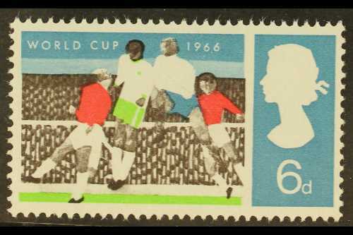 FOOTBALL GREAT BRITAIN 1966 6d World Cup With BLACK OMITTED Error, SG 694a, Fine Never Hinged Mint, Fresh & Attractive.  - Unclassified