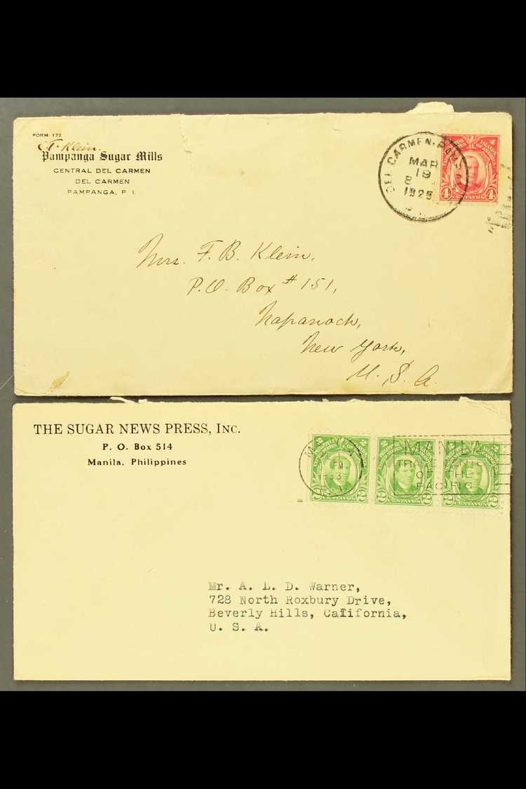 SUGAR Philippines 1925 And 1933 "Pampanga Sugar Mills" And "The Sugar News Press" Printed Covers To USA Bearing Philippi - Unclassified