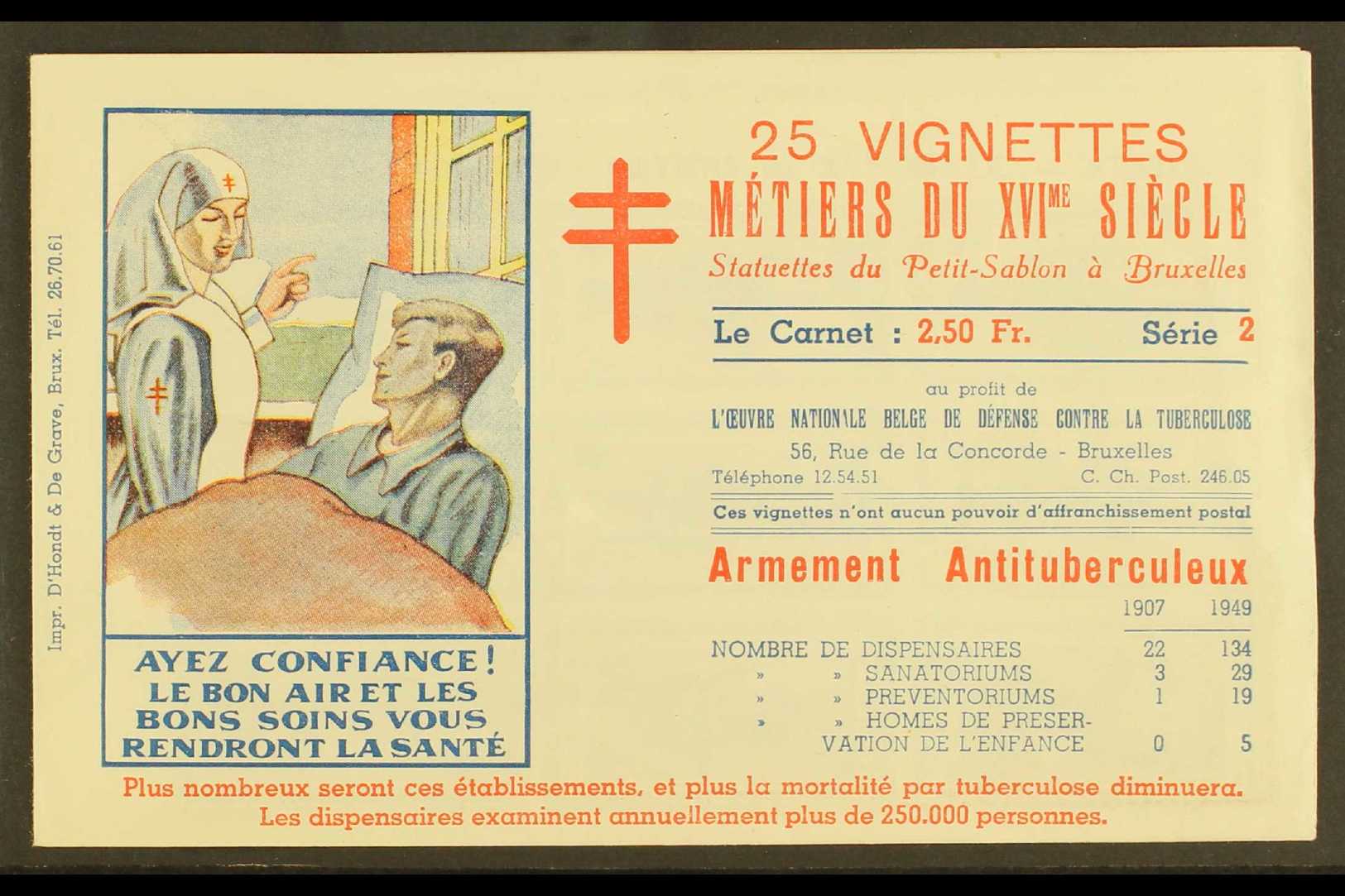 1949 2.50f Complete Anti-tuberculosis Booklet Containing A Se-tenant Pane Of 25 Different Labels, Never Hinged Mint, Sca - Other & Unclassified