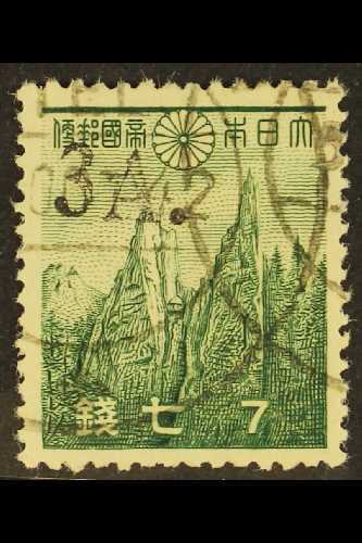 JAPANESE OCCUPATION 1942 3a On 7s Green, Diamond Mts, SG J51, Superb Used. For More Images, Please Visit Http://www.sand - Birmania (...-1947)