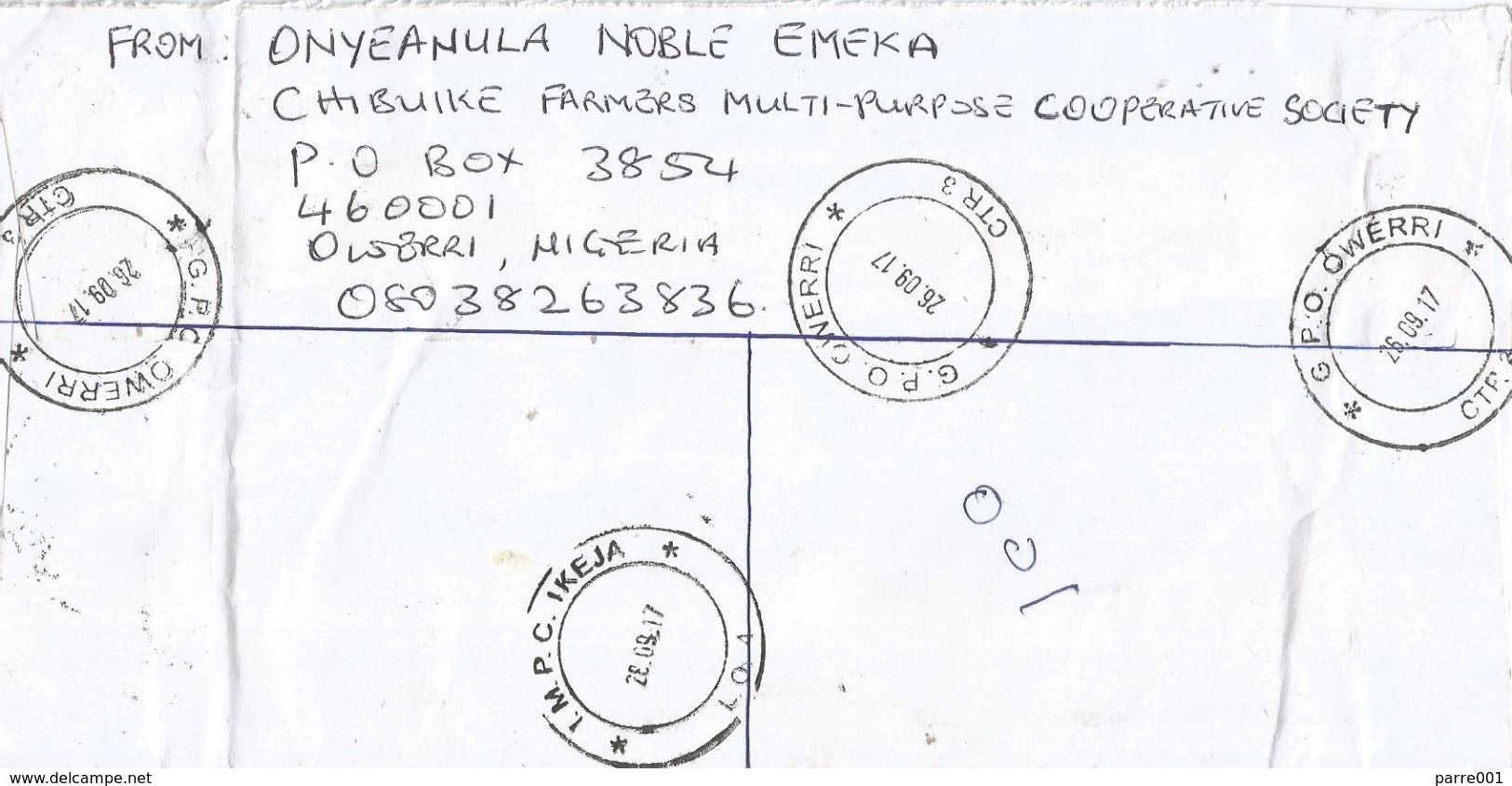 Nigeria 2017 Owerri Fishing Festival Barcoded Registered Hologram Cover - Nigeria (1961-...)