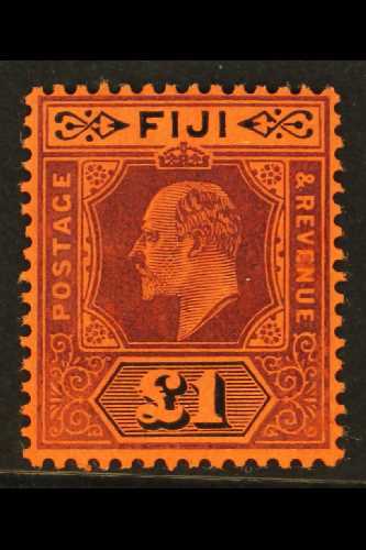 1906-12 £1 Purple And Black On Red, SG 124, Superb Never Hinged Mint. For More Images, Please Visit Http://www.sandafayr - Fiji (...-1970)