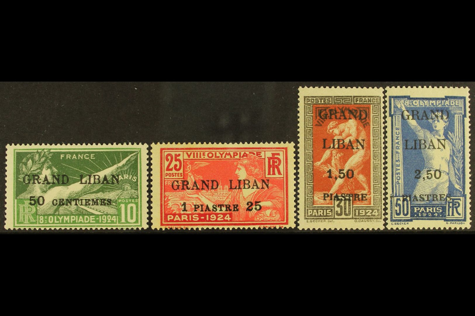 LEBANON 1924 "GRAND LIBAN" Surcharges On Olympic Games Complete Set (Yvert 18/21, SG 18/21), Superb Never Hinged Mint, V - Other & Unclassified