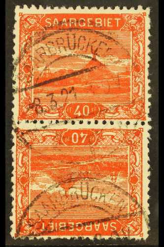 1921 (Feb-Apr) 40pf Scarlet TETE-BECHE PAIR, SG 58a (Michel 59A Kdr III), Very Fine Used, Cat £225. For More Images, Ple - Other & Unclassified