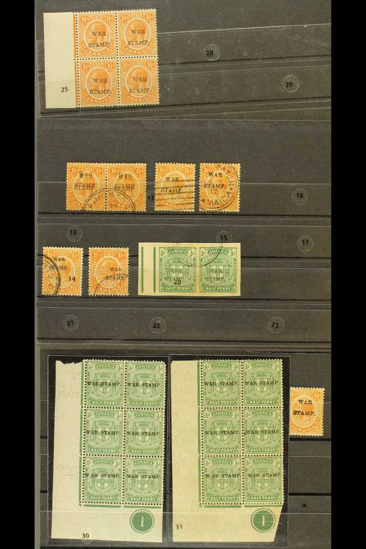 1916 - 1917 WAR STAMP SELECTION Range Of  Mint And Used Single Stamps, Pairs And Blocks Showing A Range Of Varieties, Mo - Giamaica (...-1961)