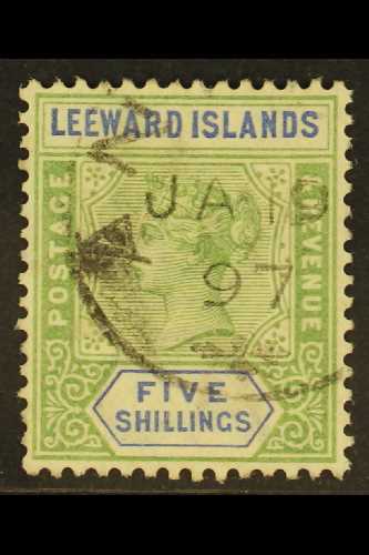 1890 5s Green & Blue, SG 8, Fine Cds Used For More Images, Please Visit Http://www.sandafayre.com/itemdetails.aspx?s=613 - Leeward  Islands