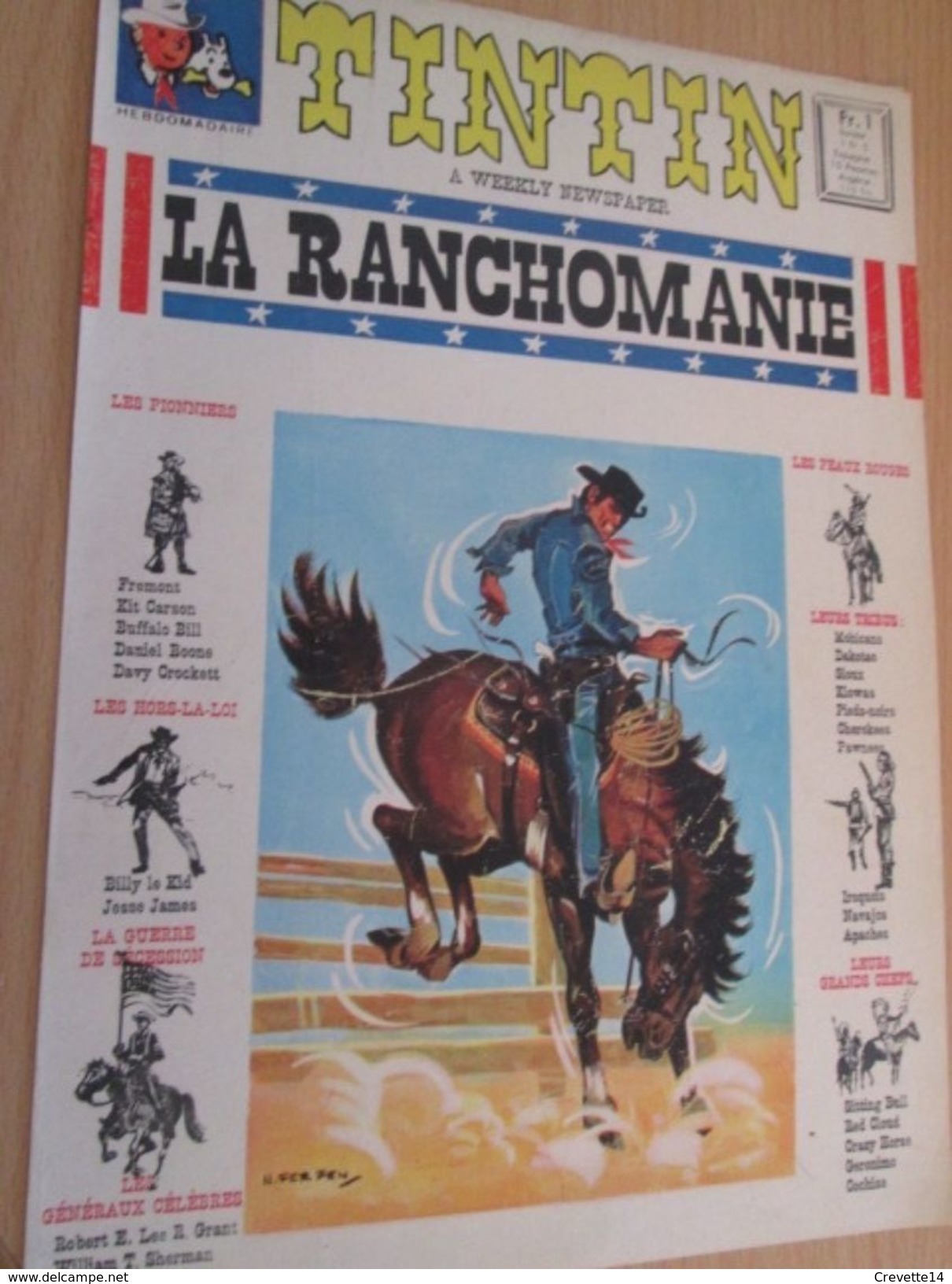Page De Revue Des Années 60 : SUPERBE COUVERTURE DE LA REVUE  TINTIN : LA RANCHOMANIE - Chevalier Ardent