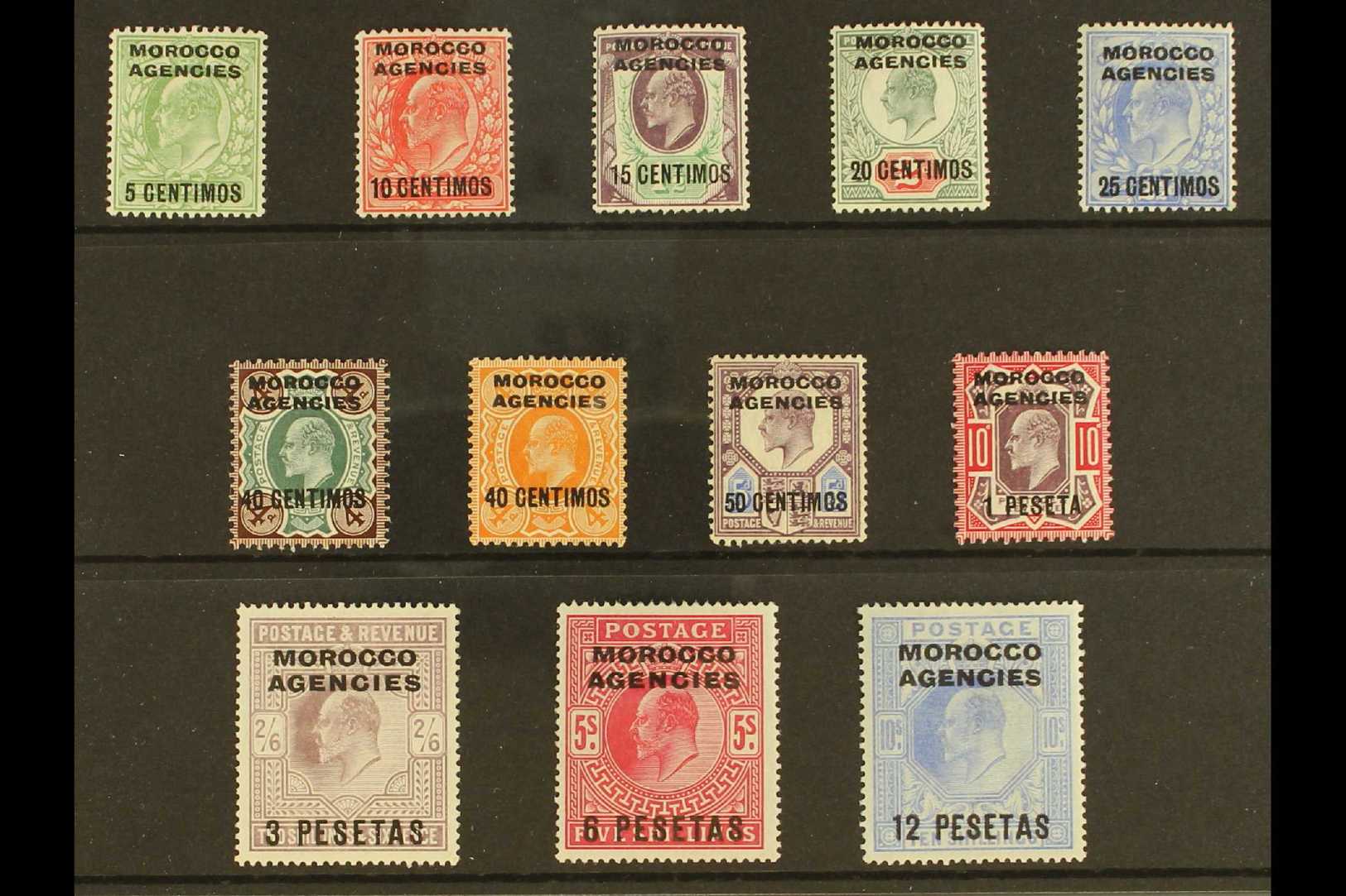 SPANISH CURRENCY 1907-12 Overprints Complete Set, SG 112/23, Very Fine Mint, Very Fresh. (12 Stamps) For More Images, Pl - Other & Unclassified