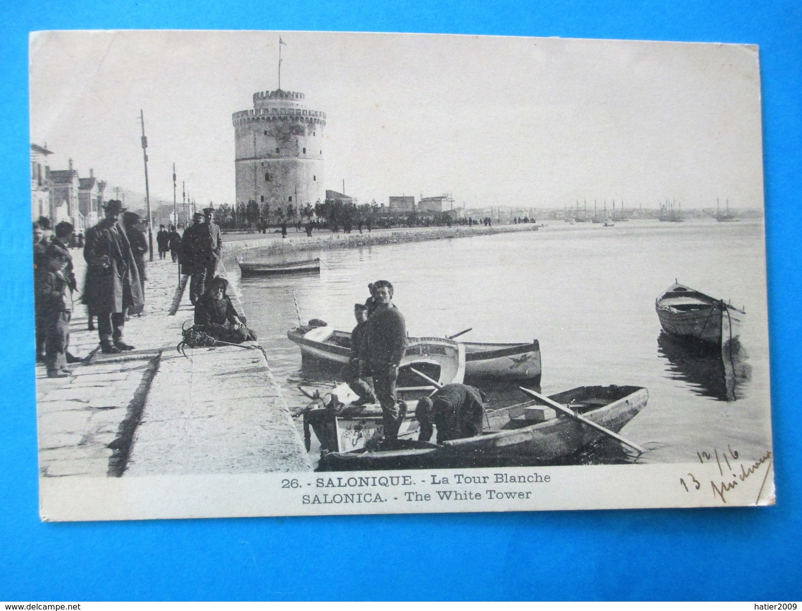 Cpa Grèce - SALONIQUE - La Tour Blanche - Animation Pecheurs Sur Barques En 1916 - Grecia