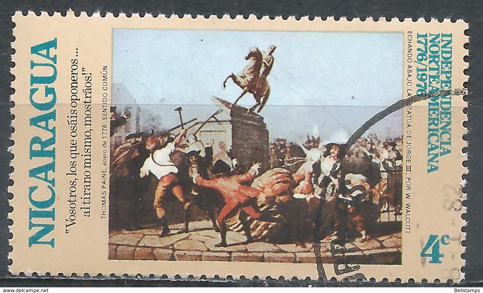 Nicaragua 1975. Scott #981 (U) Statue Of George III Demolished, American Bicentennial - Nicaragua