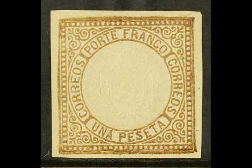 1863 1p Brown Arms SG 16, Scott 13, Mint With Four Margins And Large Part Gum, Small Marginal Tear And Pinhole For More  - Peru