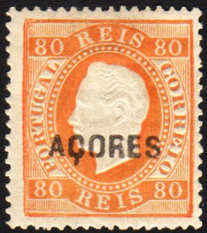 AZORES 1875 80r Orange, Perf 13½, Afinsa 21, Fresh Mint. With Photo Certificate International Society For Portuguese Phi - Other & Unclassified