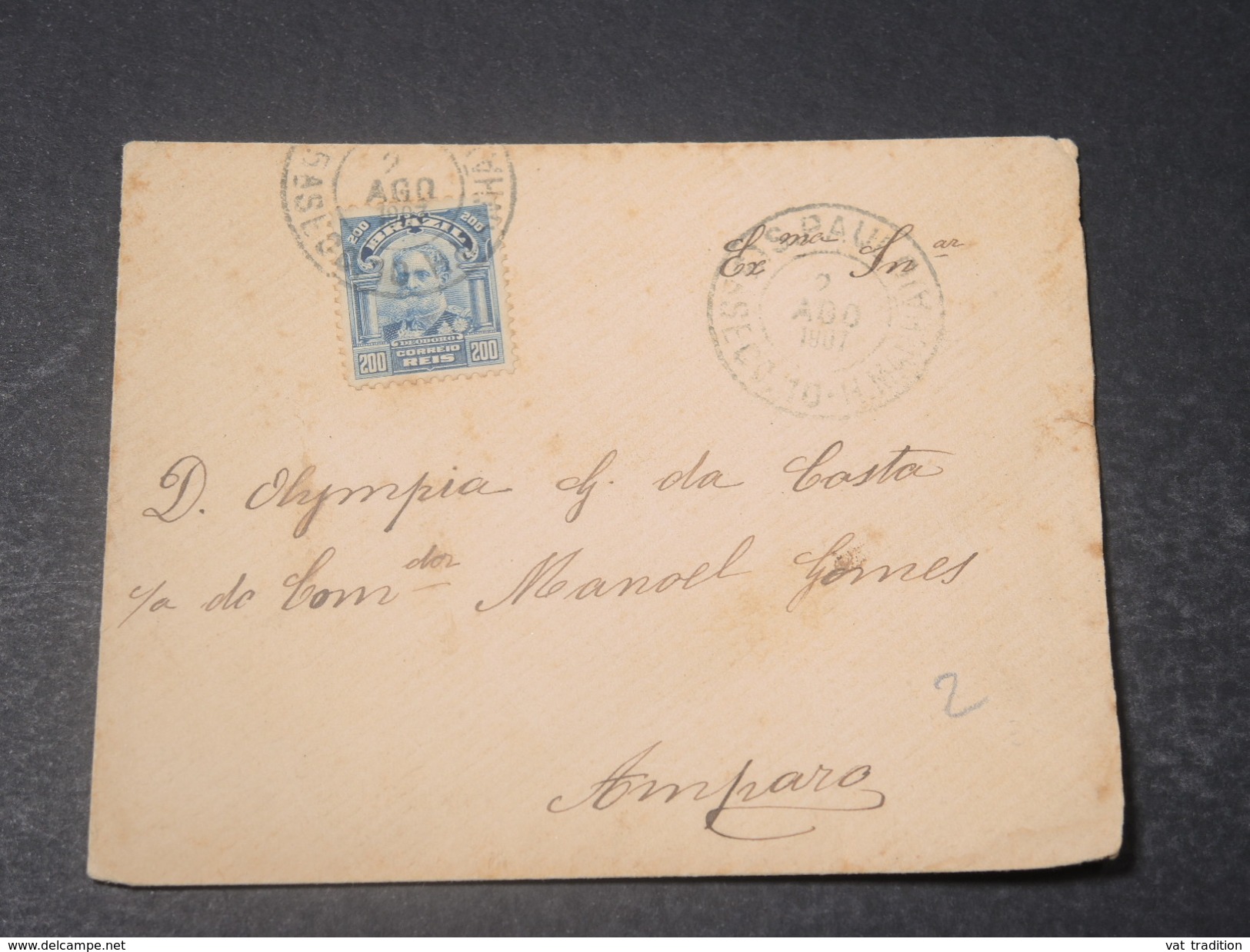 BRÉSIL - Enveloppe Pour Amparo En 1907 - L 11109 - Lettres & Documents