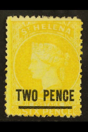 1864-80 2d Yellow (Type B) Perf 12½,  SG 9, Mint With Part OG, Bright & Fresh For More Images, Please Visit Http://www.s - Saint Helena Island