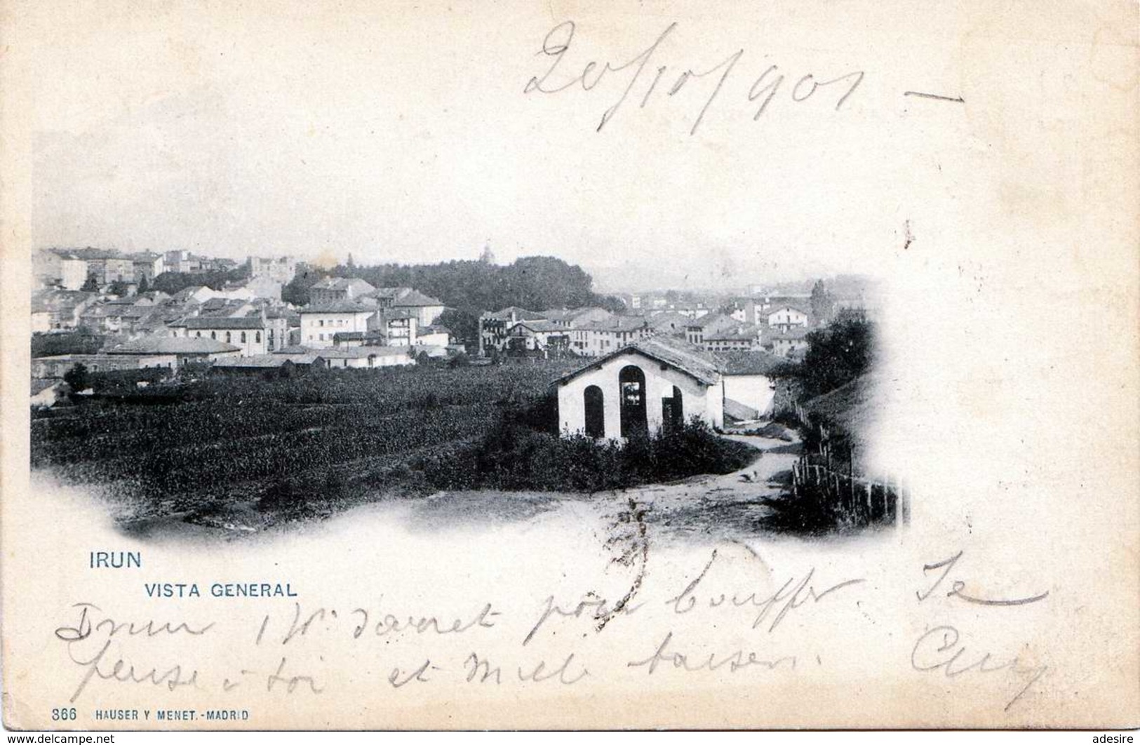 IRUN (Spanien) - Vista General, Karte Gel.1901, Abgelöste Marke - Sonstige & Ohne Zuordnung