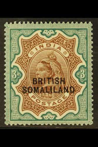 1903 3r Brown & Green, SG 23, Fine Mint For More Images, Please Visit Http://www.sandafayre.com/itemdetails.aspx?s=61370 - Somaliland (Protectorate ...-1959)