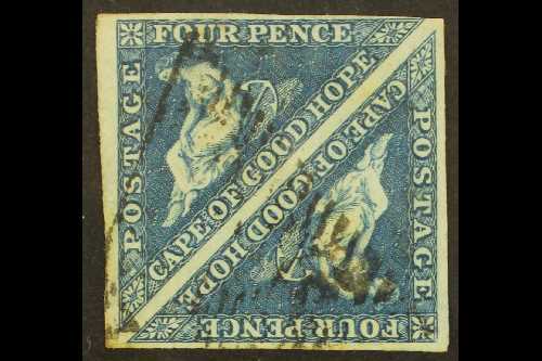 CAPE OF GOOD HOPE 1855-63 4d Deep Blue/white Paper, SG 6, Lightly Used "Tete Beche" Pair With 4 Margins For More Images, - Non Classificati