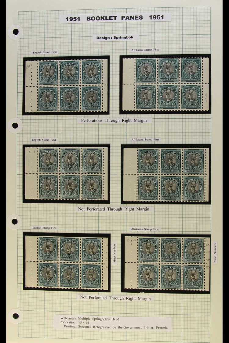 BOOKLET PANES 1951 ½d, 1d & 2d Panes With Eng Or Afr Stamp First, Margins Perf Or Not Perf Through And Sheets Numbers Vi - Ohne Zuordnung