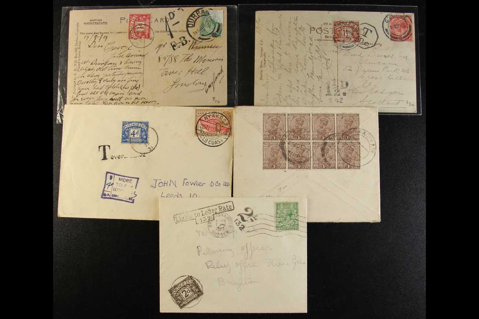 POSTAGE DUE COVERS COLLECTION 1919-80's An Interesting Range Of Covers And Cards Bearing Postage Due Stamps Upon Arrival - Altri & Non Classificati