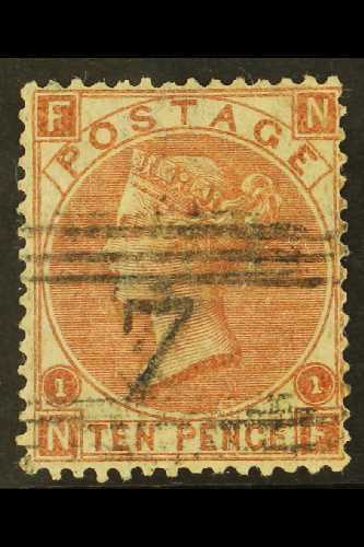 1867-80 10d Pale Red-brown Plate 1, Wmk Spray, SG 113, Fine Used. Cat £400. For More Images, Please Visit Http://www.san - Other & Unclassified