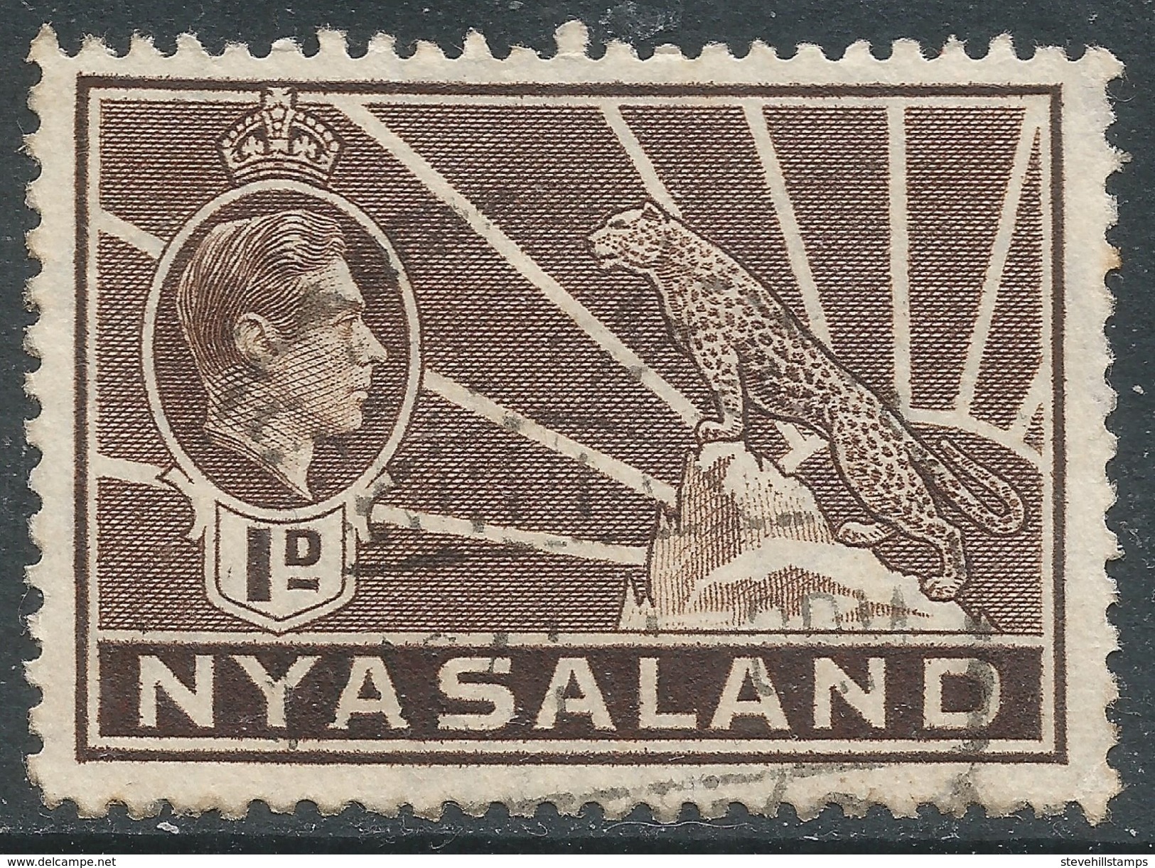 Nyasaland. 1938-44 KGVI. 1d Brown Used. SG 131 - Nyassaland (1907-1953)
