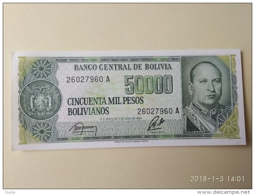 50000 Bolivianos 1984 - Bolivia