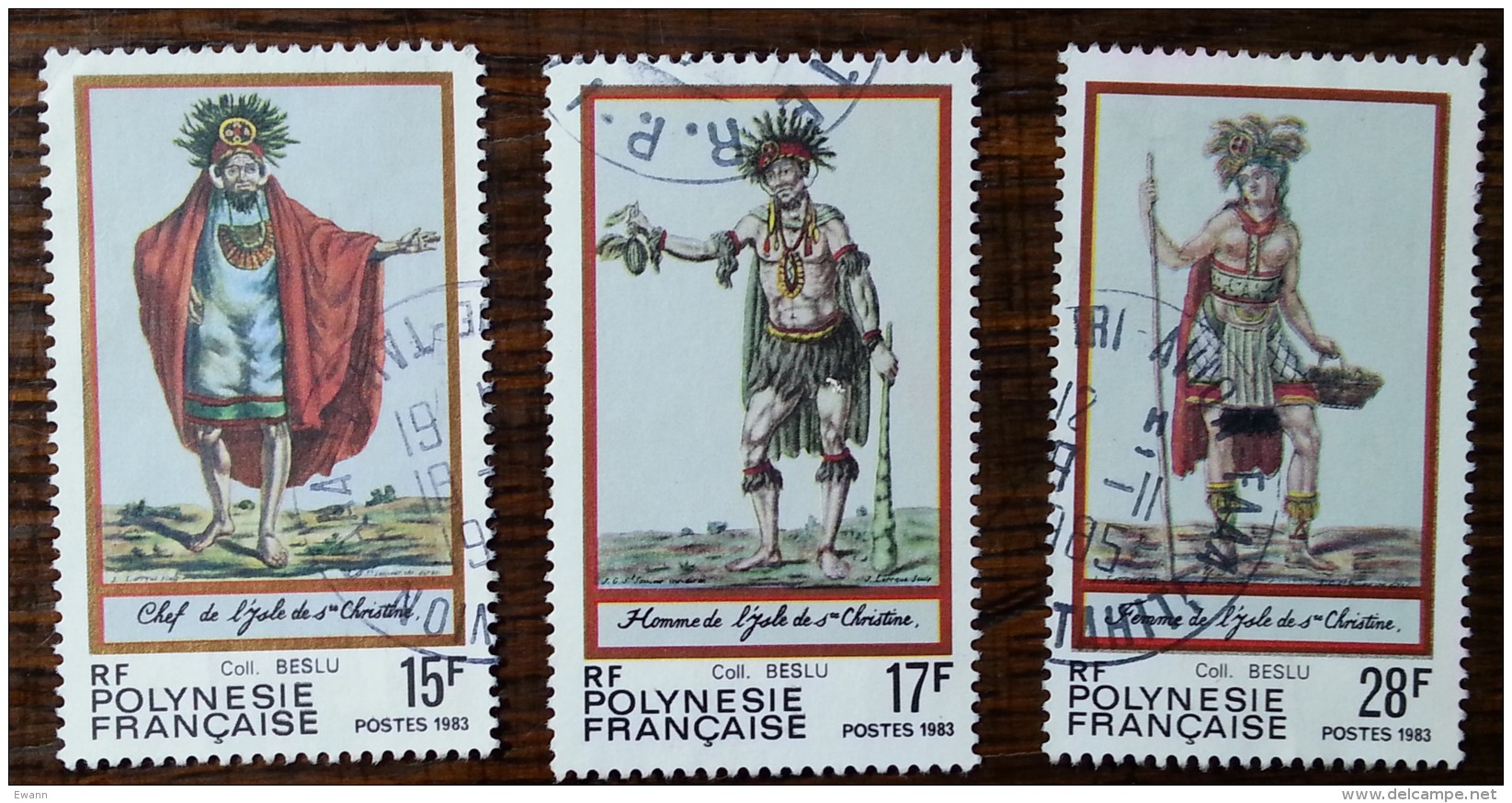 Polynésie - YT N°202 à 204 - Folklore / Costumes Anciens Des îles Marquises - 1983 - Oblitérés