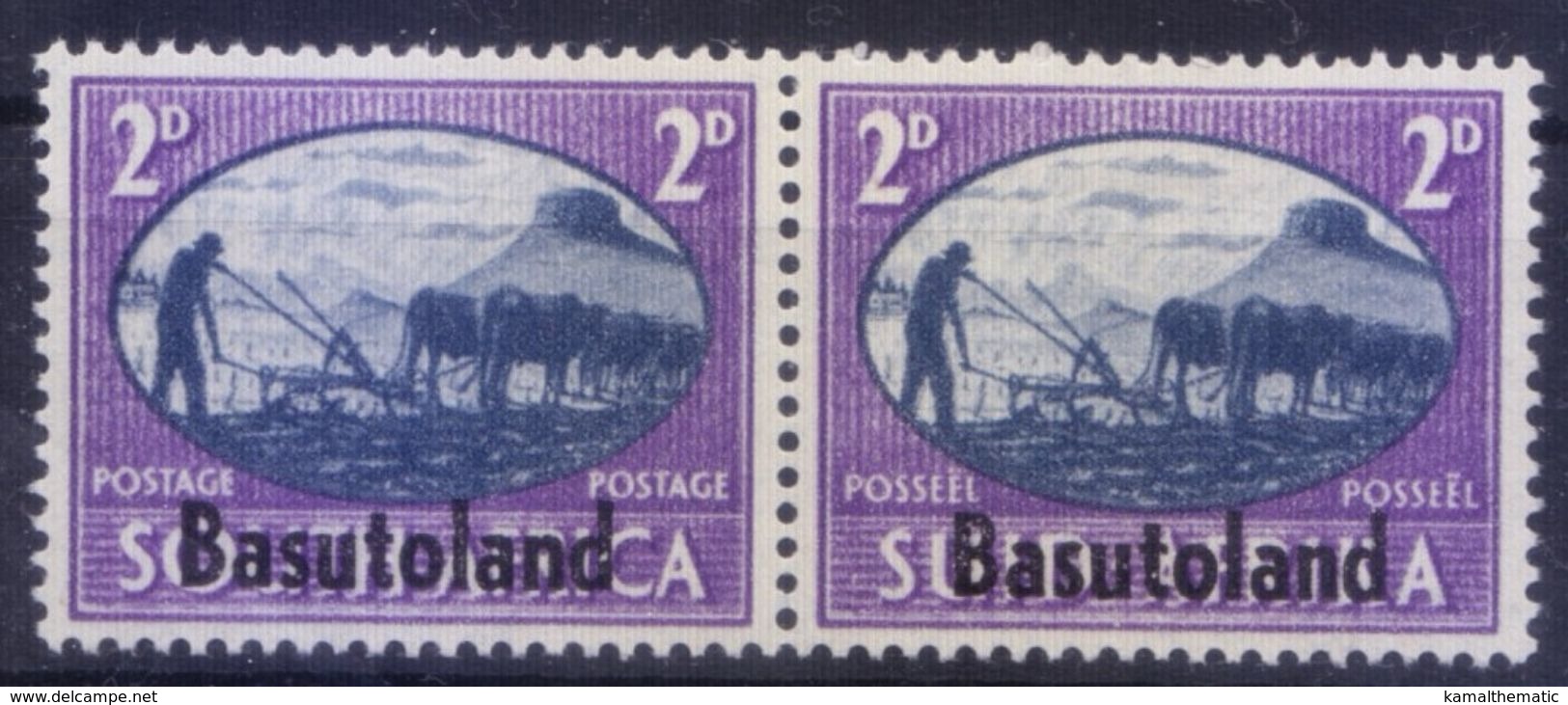 Basutoland 1945 MNH Bilingual Pair, Overprints, Agriculture - Autres & Non Classés