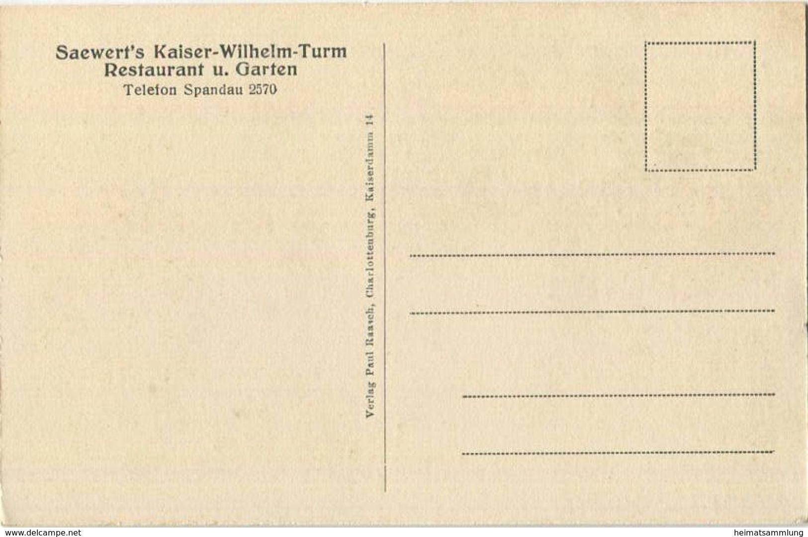 Berlin - Kaiser Wilhelm Turm 30er Jahre - Verlag Paul Raasch Charlottenburg - Grunewald