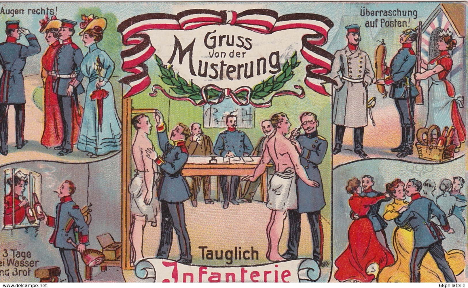 ALLEMAGNE 1911 POSTKARTE AUS CHEMNITZ  GRUSS VON DER MUSTERUNG - Humor