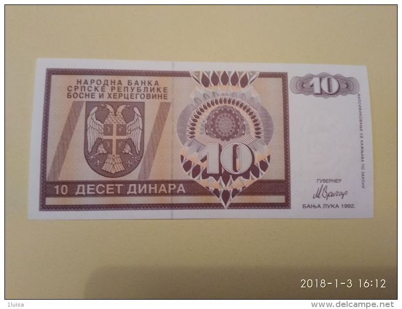 10 Dinari 1992 - Bosnia Erzegovina