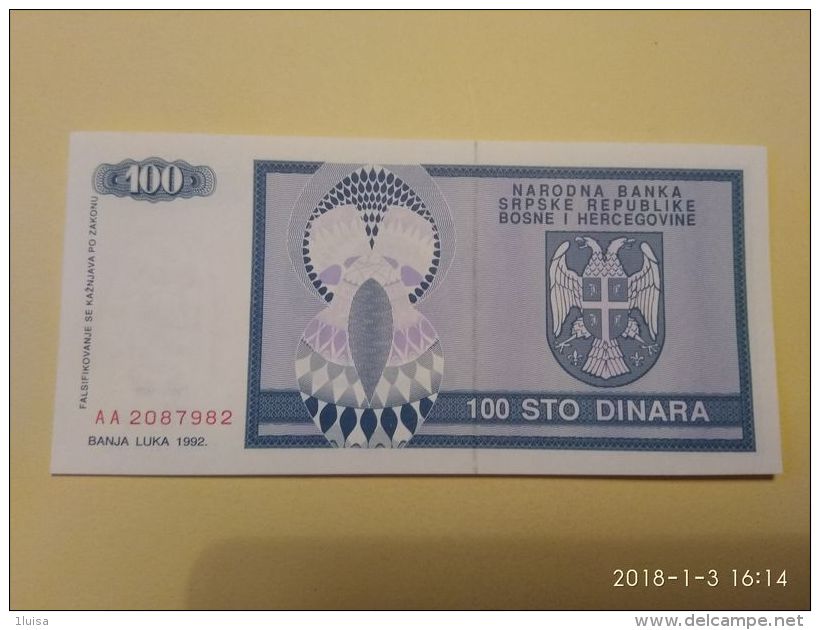 100 Dinari 1992 - Bosnia Erzegovina