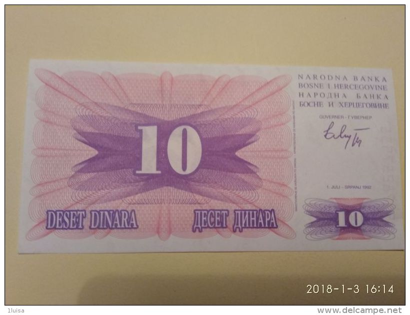 10 Dinari 1992 - Bosnia Erzegovina