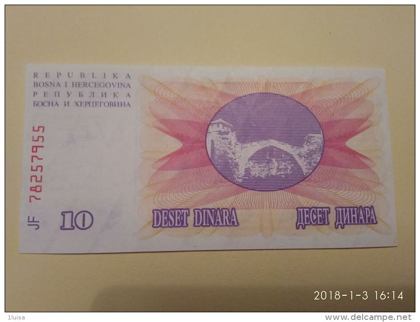 10 Dinari 1992 - Bosnia Erzegovina