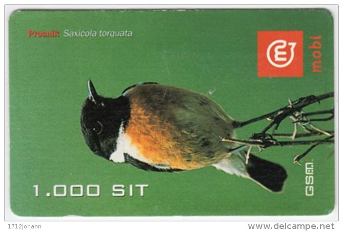 SLOVENIA A-836 Prepaid Mobi - Animal, Bird, African Stonechat - Val. 31/12/2007 - Used - Slovenia