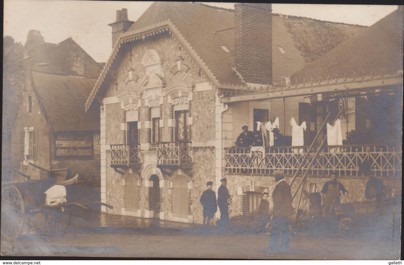 44-ANCENIS-CARTE PHOTO-Inondations Décembre 1910-Place Du Millénaire-Villa LE REVE... Animé - Ancenis