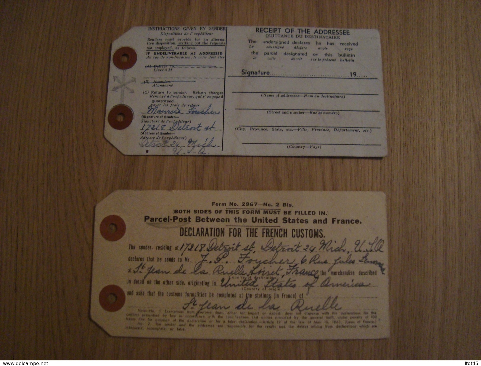 LOT DE 2 COUPONS  1946 - Other & Unclassified