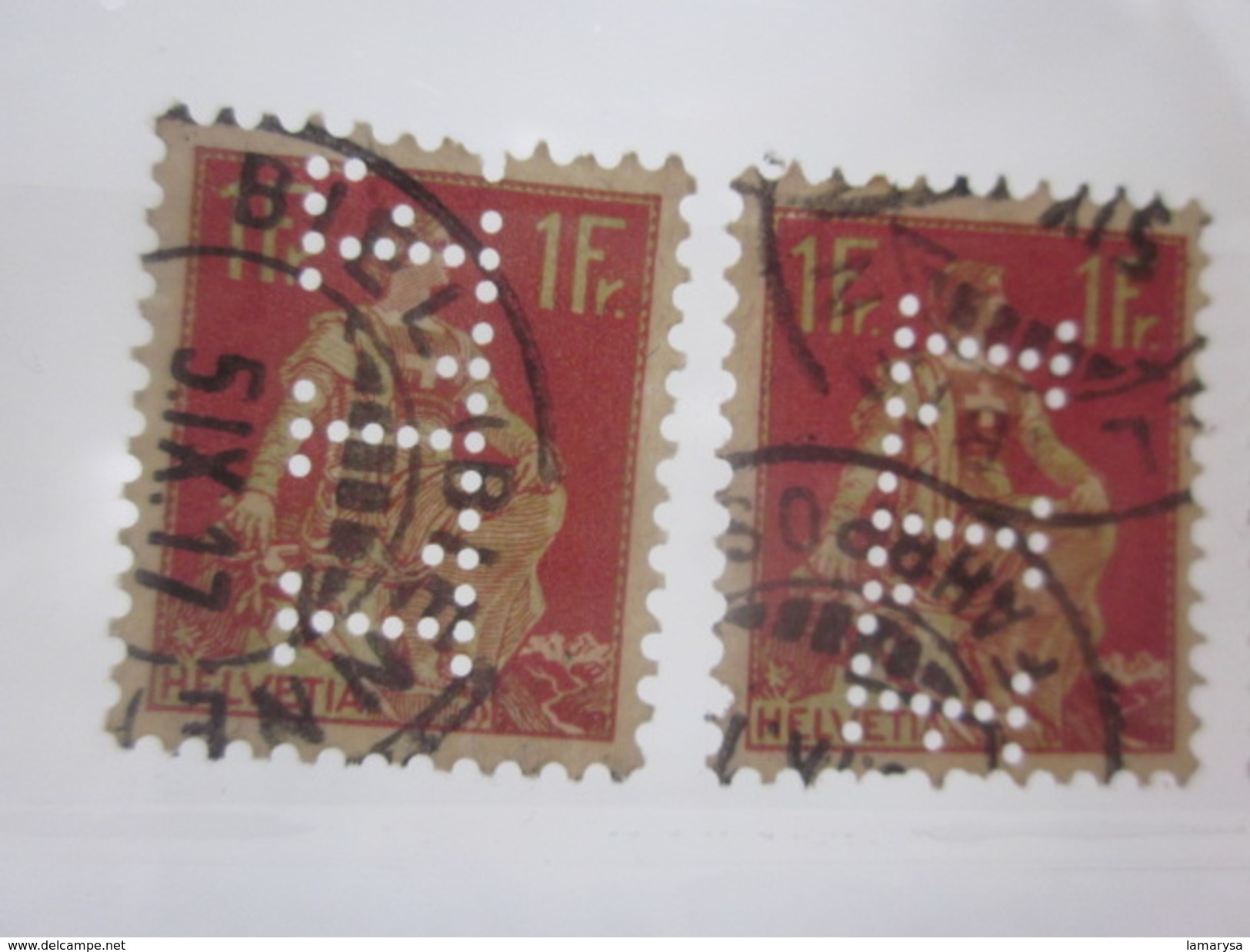 8 Timbres de Suisse Helvétia Perforés perforé perforés perfin perfins Stamp Perforated Perforations diverses voir scanns