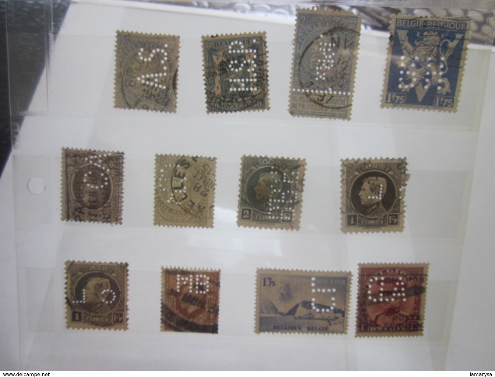 12 Timbres Belgique Belgie Perforés Perforé Perforés Perfin Perfins Stamp Perforated Perforations Diverses Voir Scanns - Unclassified