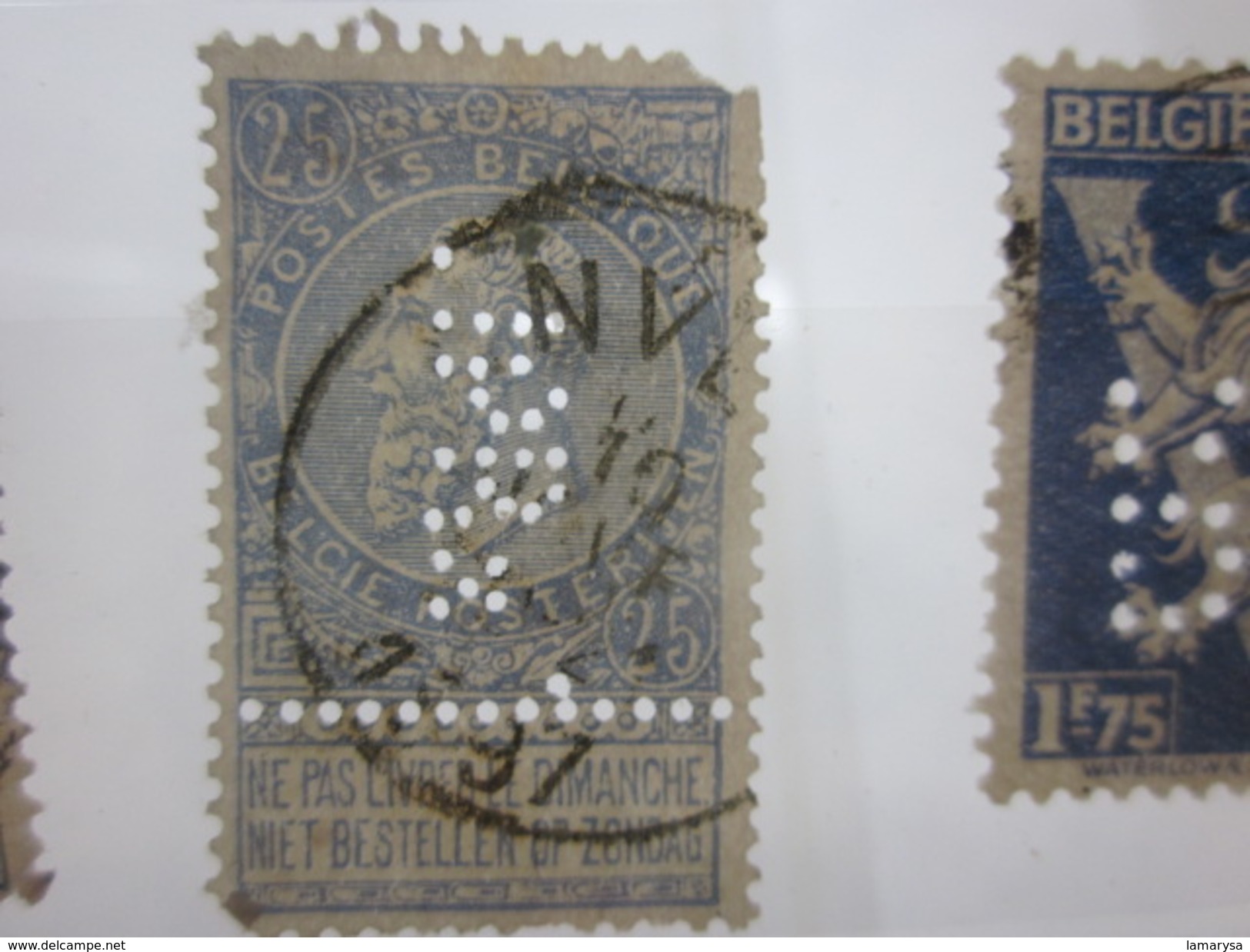 12 Timbres Belgique Belgie Perforés Perforé Perforés Perfin Perfins Stamp Perforated Perforations Diverses Voir Scanns - Unclassified